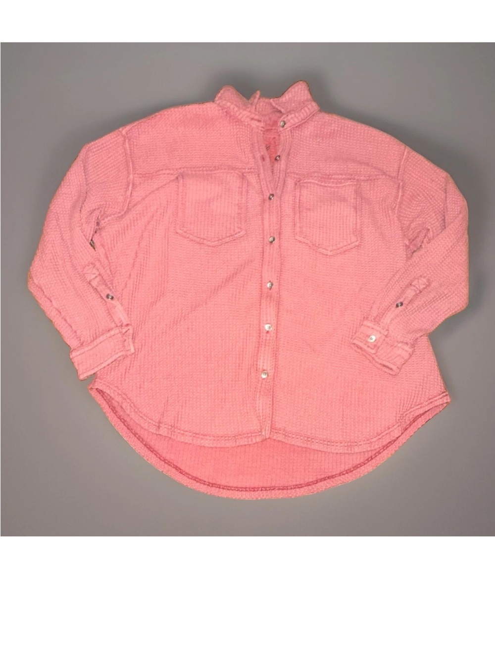 Aerie Women’s LumberJane S/P Coral Oversized Button-Up Long Sleeve Shirt Top